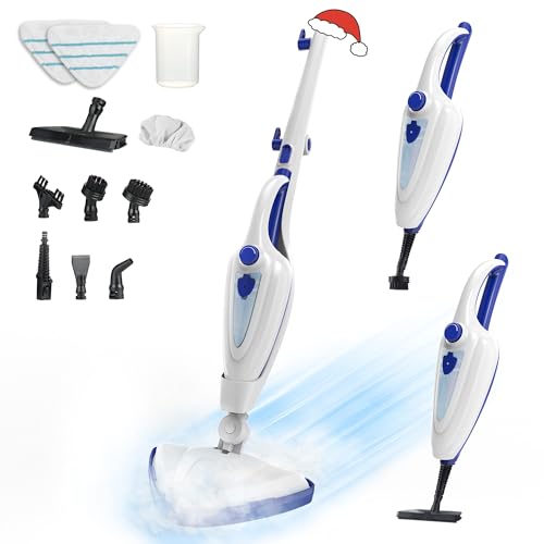 in-1 Steam Mop, Fast 15-Sec Heat-Up, 1500W Detachable Handheld Steam Cleaner with 2 Dirt Grip Pads, Removes 99.99% Stubborn Stains for Hardwood Floors, Clothes, Windows, Tiles, Furniture, Carpet