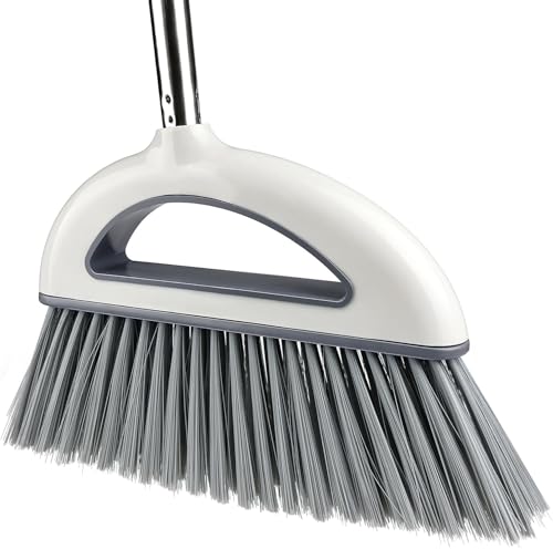 Off white angle broom for hardwood floors