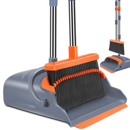 Kelamayi broom and dustpan set with self-cleaning teeth