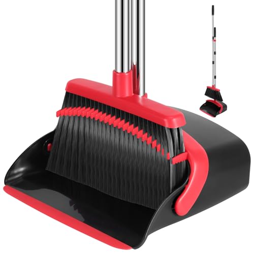NACENA broom and dustpan set with long adjustable handle