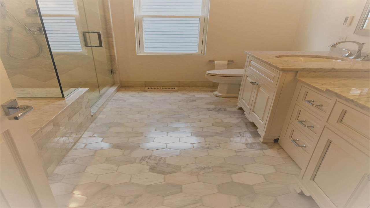 hexagon floor tile bathroom