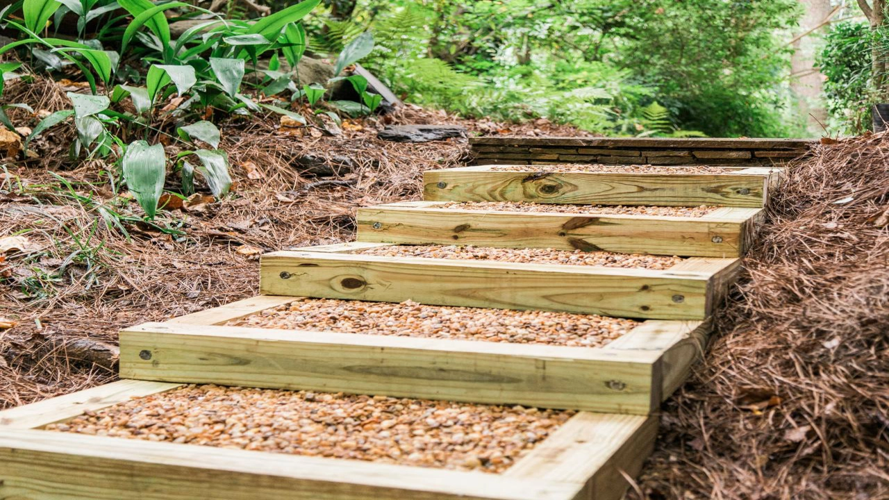 How to Build Timber Steps on a Slope